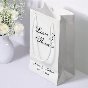 Minimalist Wedding Black and White Love and Thanks Small Gift Bag