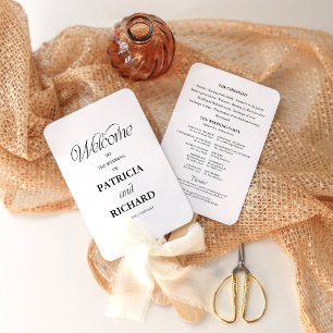 Minimalist Wedding Ceremony Order of Service  Hand Fan