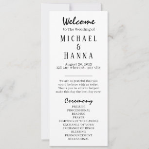 Minimalist Wedding Ceremony Program Editable Invitation