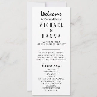 Minimalist Wedding Ceremony Program Editable Invitation