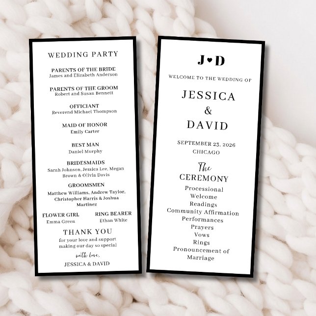 Minimalist Wedding Ceremony Program Modern Chic  Programme (Creator Uploaded)