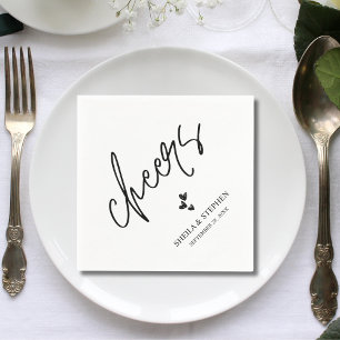 Minimalist Wedding Cheers Cocktail Napkin