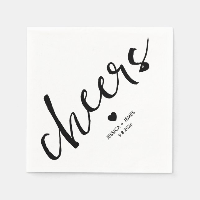 Minimalist Wedding Cheers weeding cocktail  Napkin (Front)