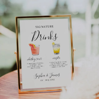 Minimalist Wedding Cocktail Signature Drink Sign Invitation