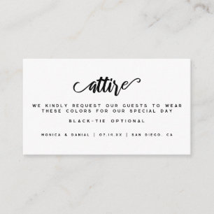 Minimalist Wedding Colour Palette Attire Cards