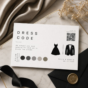 Minimalist Wedding Colour Palette Dress Code QR  Enclosure Card