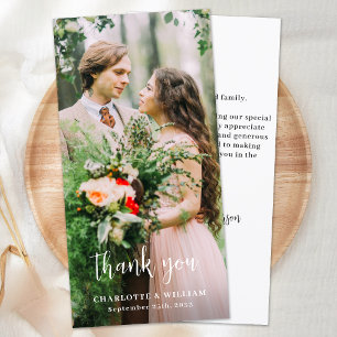 Minimalist Wedding Custom Newlywed Simple Photo Thank You Card