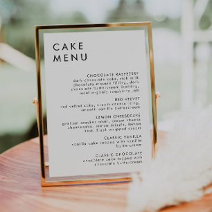Minimalist Wedding Dessert Bar Cake Menu Sign