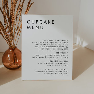 Minimalist Wedding Dessert Bar Cupcake Menu Sign