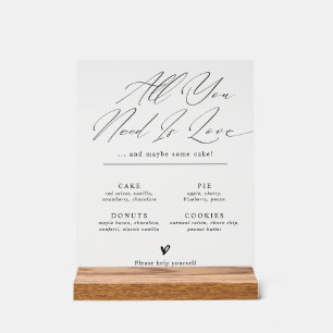 Minimalist Wedding Dessert Bar Menu Sign