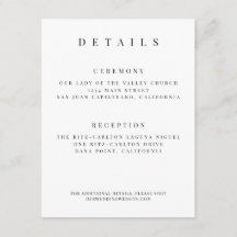 Minimalist Wedding Details Card – Custom 4x6
