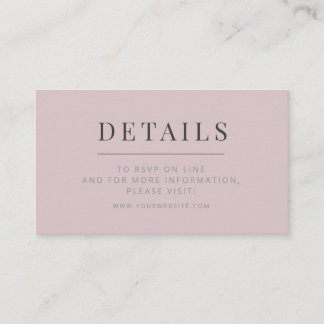 Minimalist Wedding Details Card Dusky Rose
