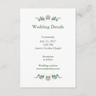 Minimalist Wedding Details Card Sage Green