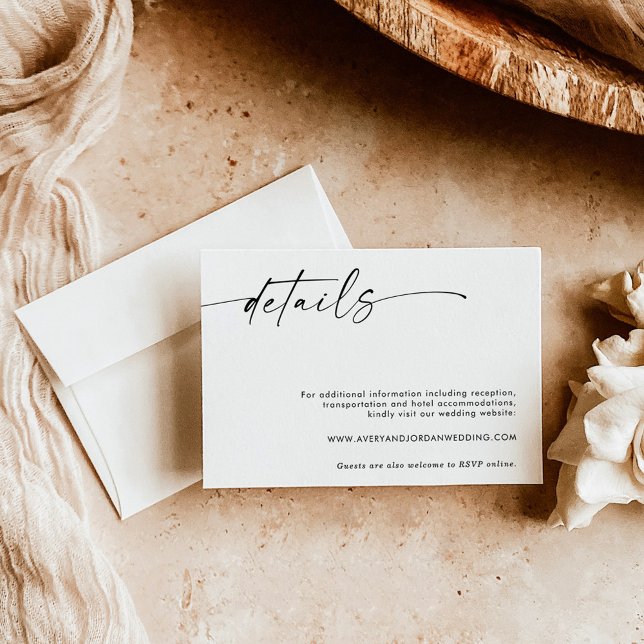 Minimalist Wedding Details Card, Wedding Website Thank You Card (Creator Uploaded)