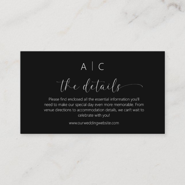 Minimalist Wedding Details Enclosure Card (Front)