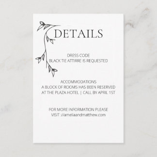 Minimalist Wedding Details Enclosure Card
