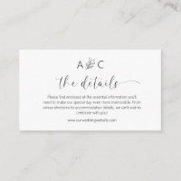 Minimalist Wedding Details Enclosure Card
