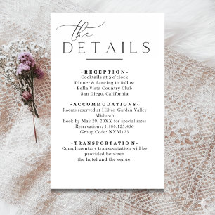 Minimalist Wedding Details Enclosure card