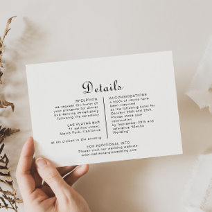 Minimalist Wedding Details   Enclosure Card