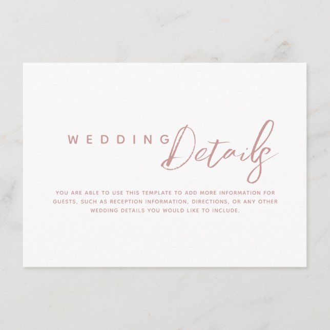 Minimalist Wedding Details Enclosure Card (Front)