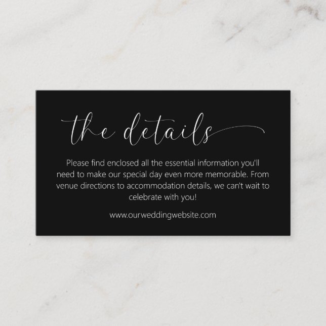 Minimalist Wedding Details Enclosure Card (Front)