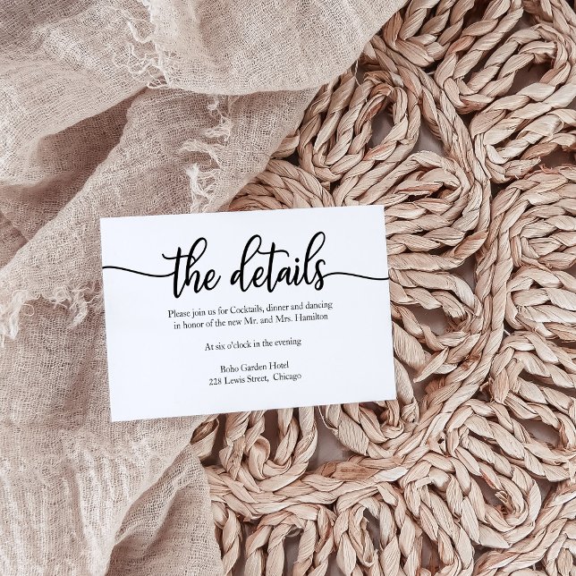 Minimalist Wedding Details Insert Card Modern (Creator Uploaded)