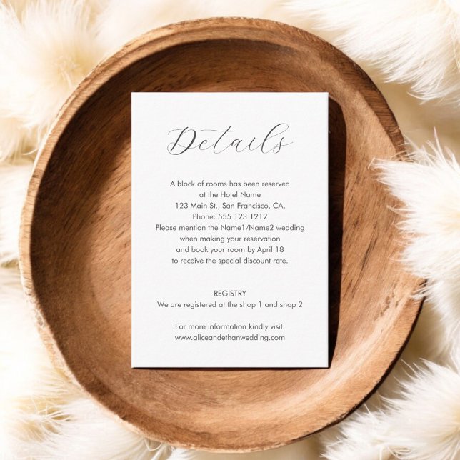 Minimalist Wedding Details Photo Enclosure Card (Creator Uploaded)