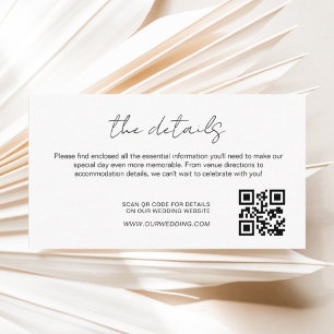 Minimalist Wedding Details QR Code Enclosure Card