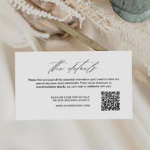 Minimalist Wedding Details QR Code Enclosure Card