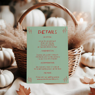 Minimalist Wedding Details with Red Typography Enclosure Card