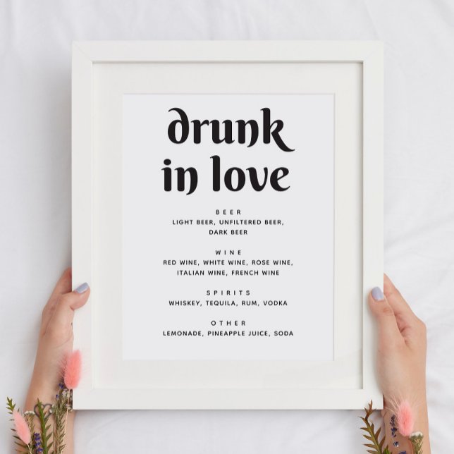 Minimalist Wedding Drink Bar Sign | Drunk in Love (Creator Uploaded)