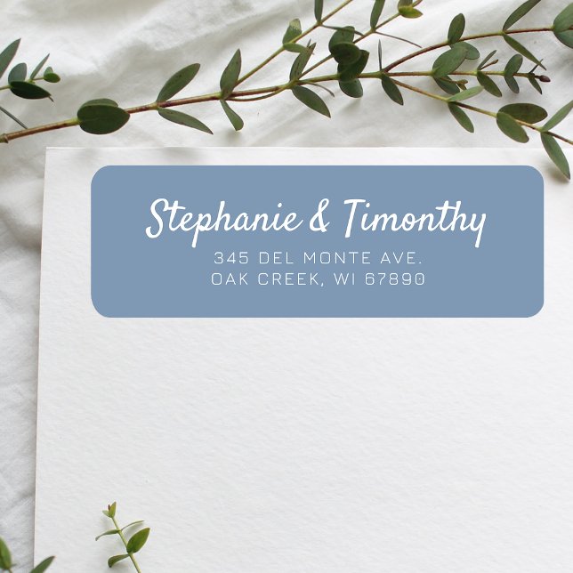 Minimalist Wedding Dusty Blue Return Address (Effortlessly manage wedding correspondence with our simple return labels, ensuring seamless mailing.)