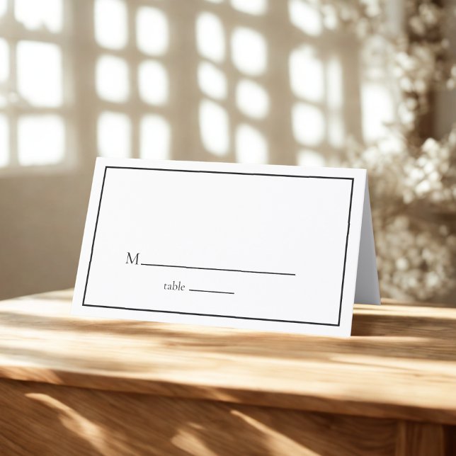 Minimalist Wedding | Elegant Black & White Place Card (Creator Uploaded)