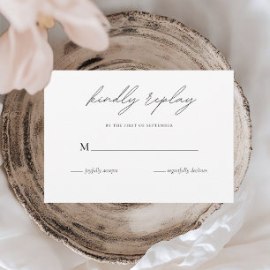 Minimalist Wedding Elegant Black & White RSVP Card