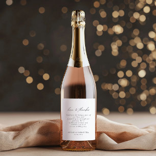 Minimalist Wedding Elegant Black & White Wine Label