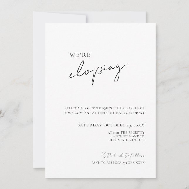 Minimalist Wedding Elopement Invitation (Front)