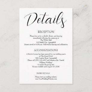 Minimalist Wedding  Enclosure Card