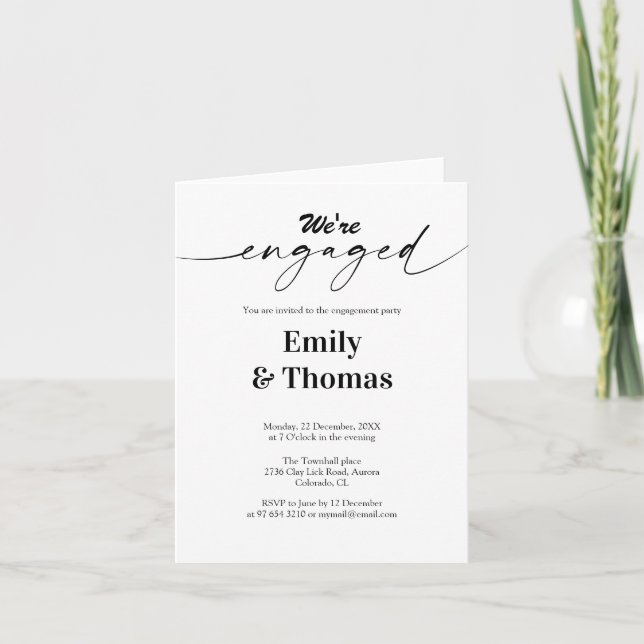 Minimalist wedding engagement invitation (Front)