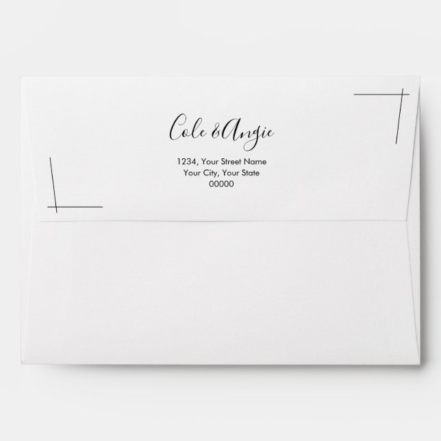 Minimalist Wedding Envelope with Crossed Borders (Back (Top Flap))