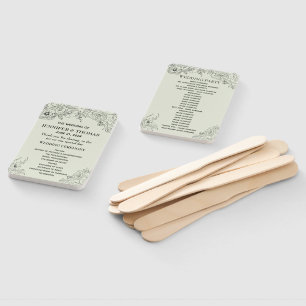 Minimalist Wedding Fan Program Floral line art 