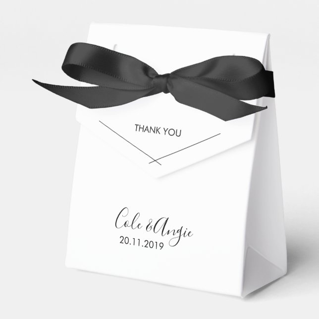 Minimalist Wedding Favour Box with Crossed Borders (Front Side)