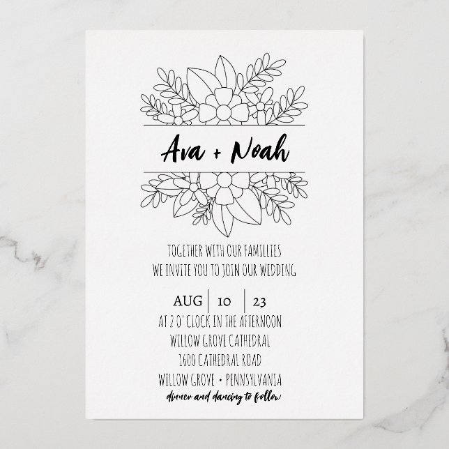 Minimalist Wedding Foil Invitation (Front)