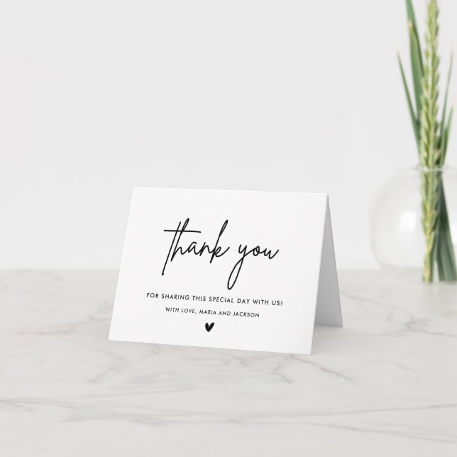 Minimalist Wedding Folded Thank You Note Cards (Front)