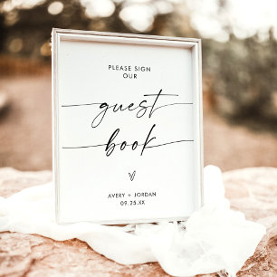 Minimalist Wedding Guest Book Sign, Modern Wedding
