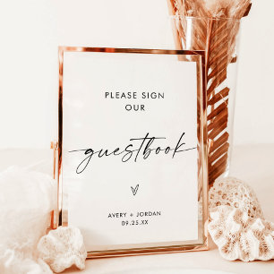 Minimalist Wedding Guest Book Sign, Modern Wedding Invitation