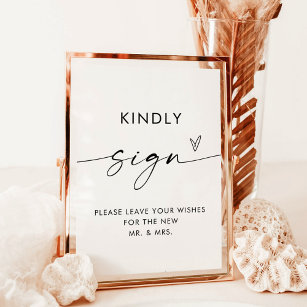 Minimalist Wedding Guestbook Sign, 5x7 Modern Sign