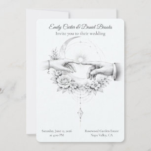 Minimalist Wedding Hands Romantic Couple Invitation