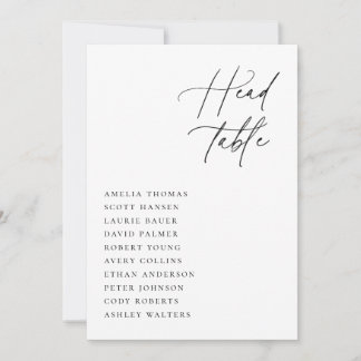 Minimalist Wedding Head Table Seating Card