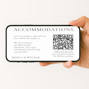Minimalist Wedding Hotel Accommodation QR Code Card