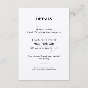 Minimalist Wedding Hotel Details Card   QR Code
